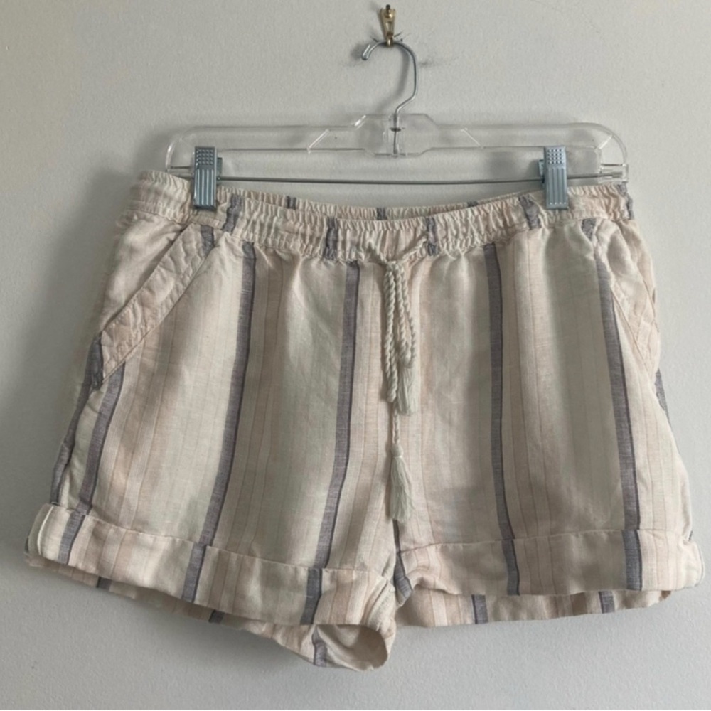 Melrose & Market Striped Shorts Linen Blend XS